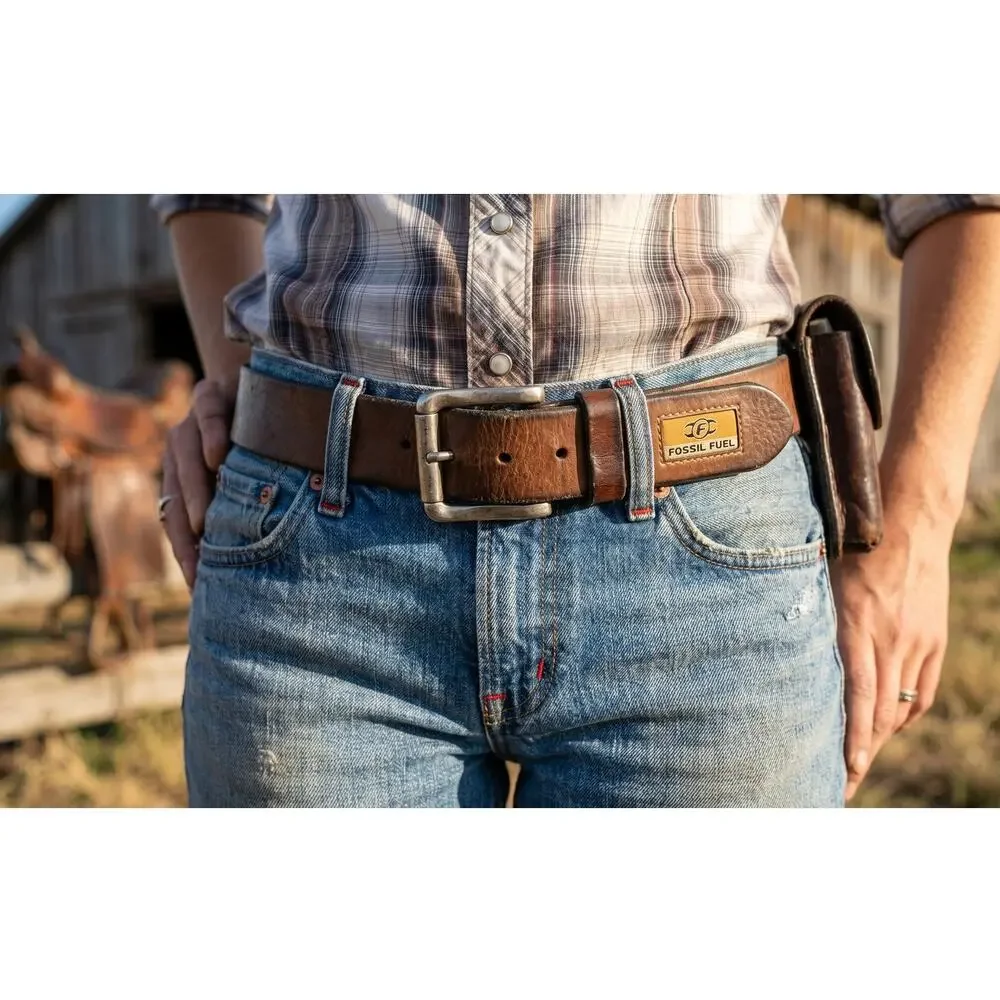 Fossil Fuel Distressed Brown Leather Unisex Belt size M Brown Vintage Style